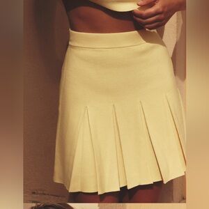 ZARA box pleat knit mini skirt Yellow part of Coord set matching skirt set NWT